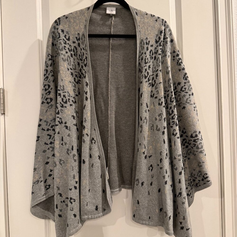 Cabi Cape with soft leopard print in greys, cream and beige
